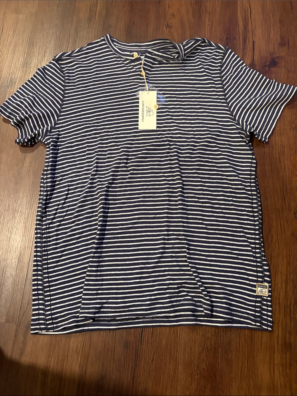Surfside Supply Navy and White Striped Short Sleeve Tee